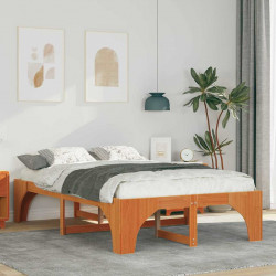 Ramka łóżka Brązowy 140 x 190 cm Lite drewno sosnowe