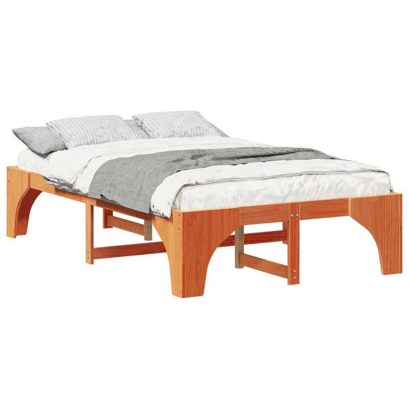 Ramka łóżka Brązowy 140 x 190 cm Lite drewno sosnowe