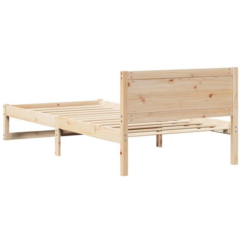 Ramka łóżka Naturalny 90 x 200 cm Lite drewno sosnowe