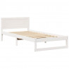 Ramka łóżka Z zagłówkiem Biały 90 x 200 cm Lite drewno sosnowe