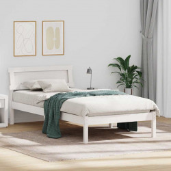 Ramka łóżka Z zagłówkiem Biały 90 x 200 cm Lite drewno sosnowe