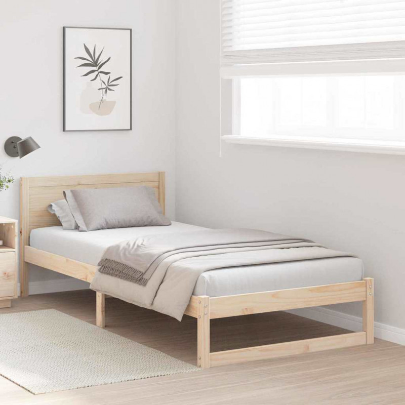 Ramka łóżka Naturalny 90 x 190 cm Lite drewno sosnowe