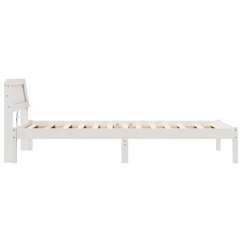 Ramka łóżka Z zagłówkiem Biały 90 x 200 cm Lite drewno sosnowe