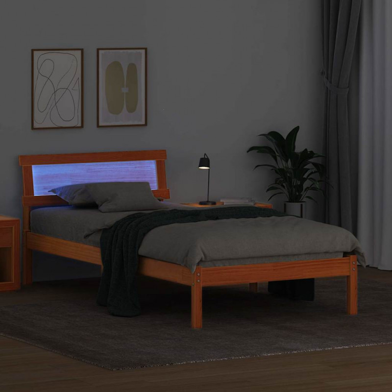 Ramka łóżka Woskowy Brąz 90 x 200 cm Lite drewno sosnowe