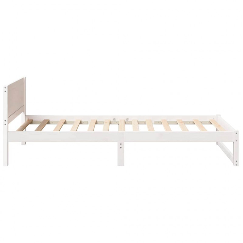 Ramka łóżka Z zagłówkiem Biały 75 x 190 cm Lite drewno sosnowe