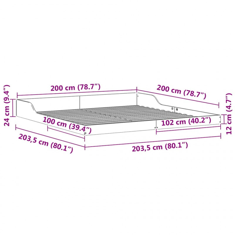 Ramka łóżka Brązowy 200 x 200 cm Lite drewno sosnowe