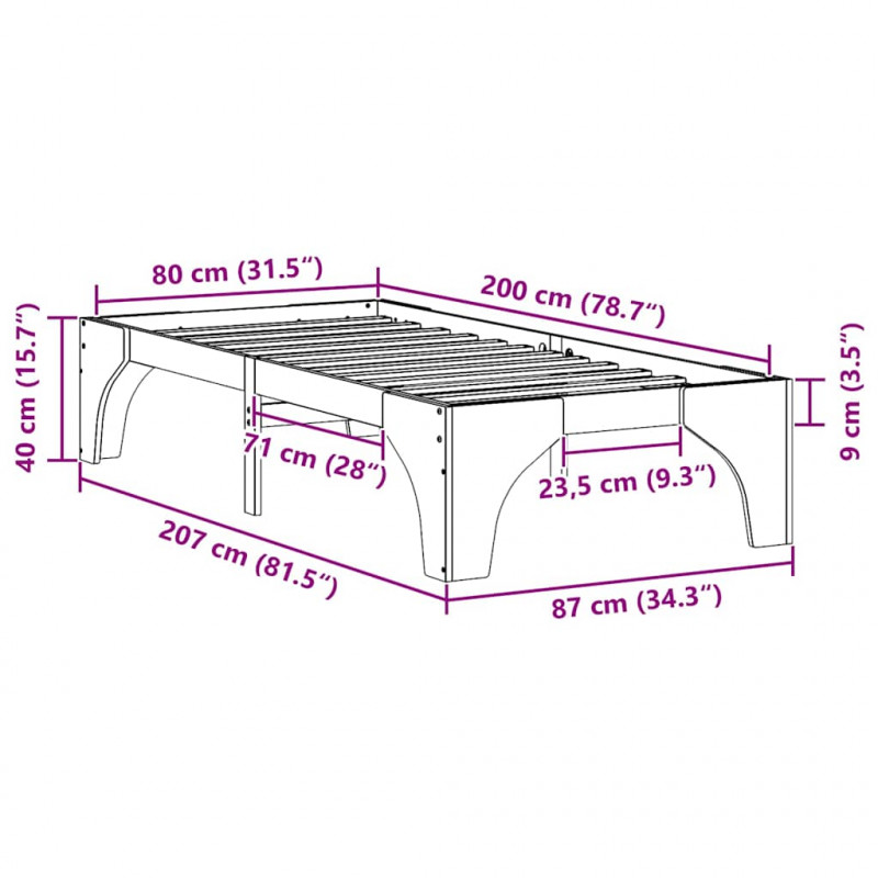 Ramka łóżka Brązowy 80 x 200 cm Lite drewno sosnowe