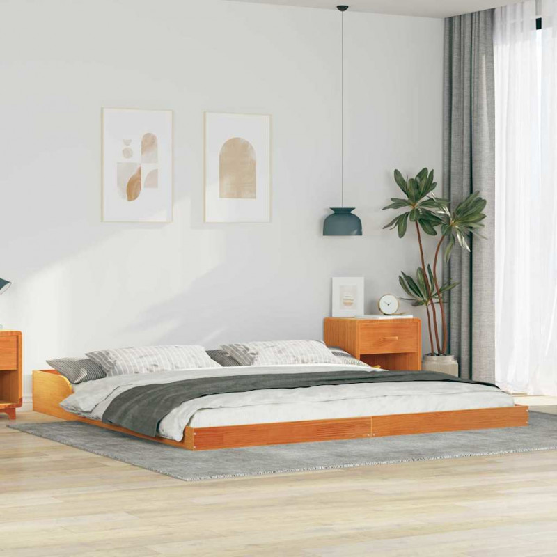Ramka łóżka Woskowy Brąz 200 x 200 cm Lite drewno sosnowe