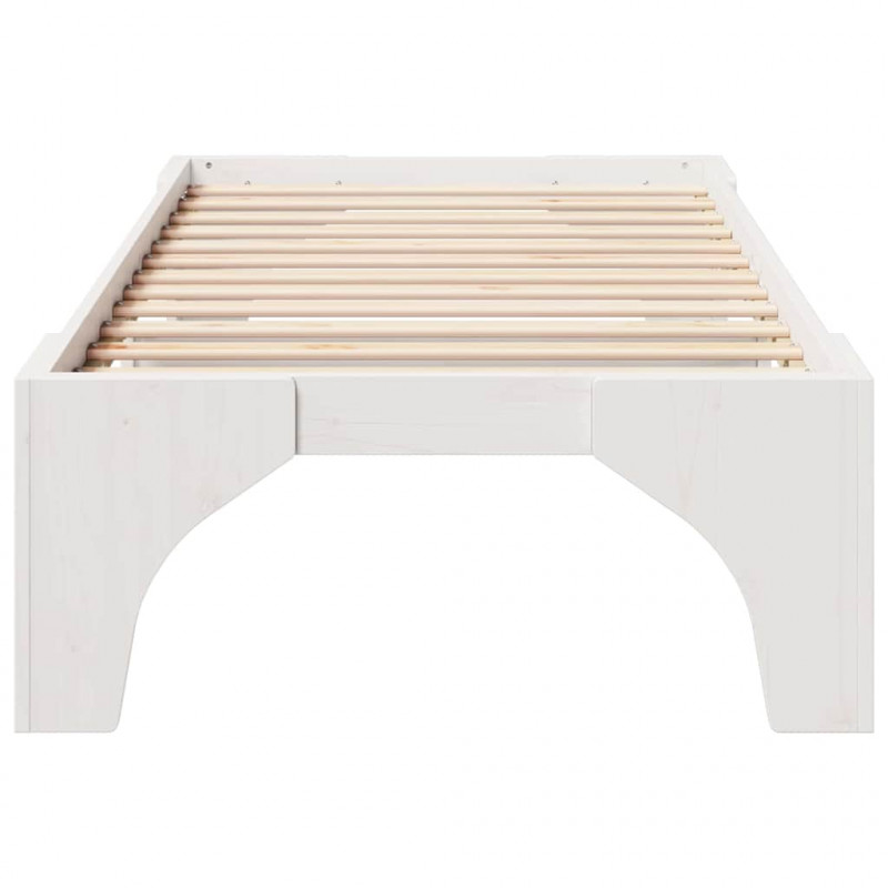Ramka łóżka Biały 90 x 190 cm Lite drewno sosnowe