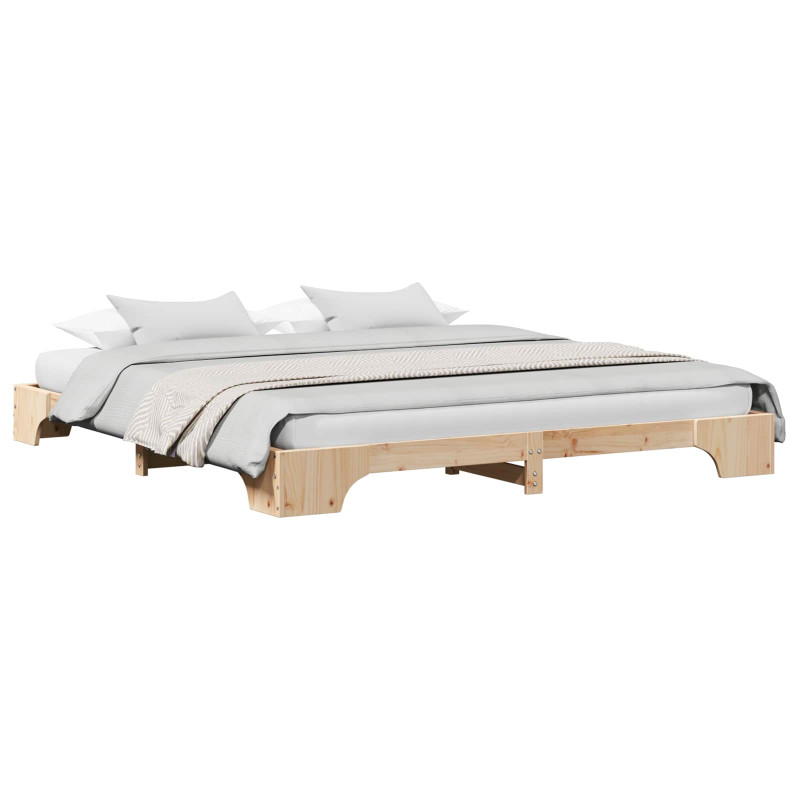 Ramka łóżka Naturalny 200 x 200 cm Lite drewno sosnowe