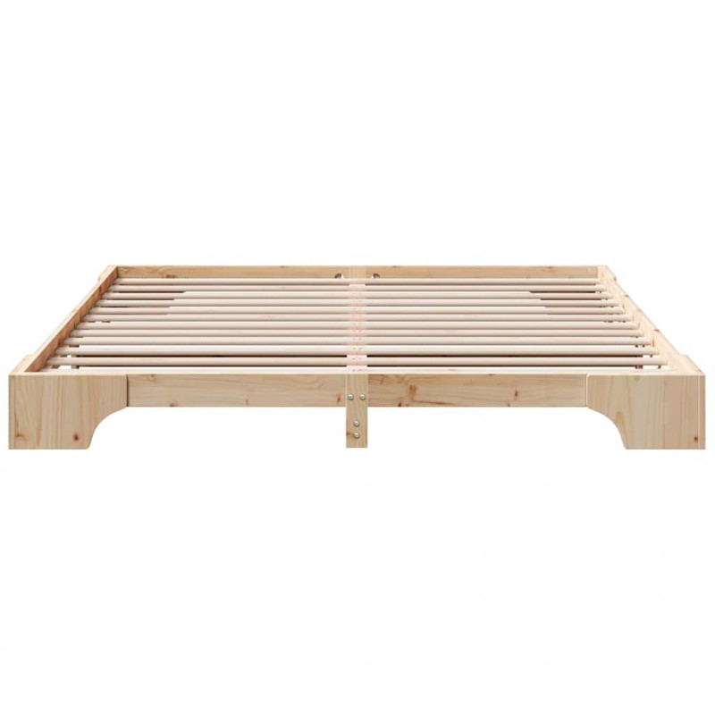 Ramka łóżka Naturalny 200 x 200 cm Lite drewno sosnowe
