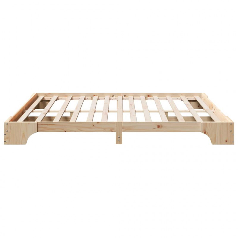 Ramka łóżka Naturalny 200 x 200 cm Lite drewno sosnowe