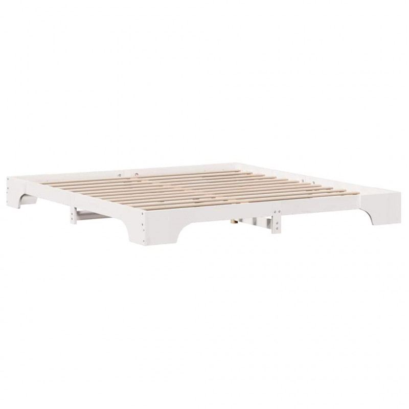 Ramka łóżka Biały 200 x 200 cm Lite drewno sosnowe
