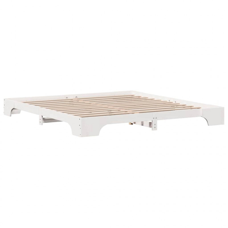 Ramka łóżka Biały 200 x 200 cm Lite drewno sosnowe