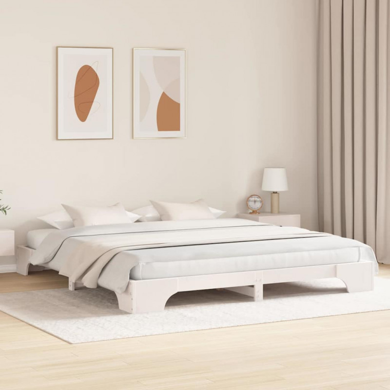 Ramka łóżka Biały 180 x 200 cm Lite drewno sosnowe