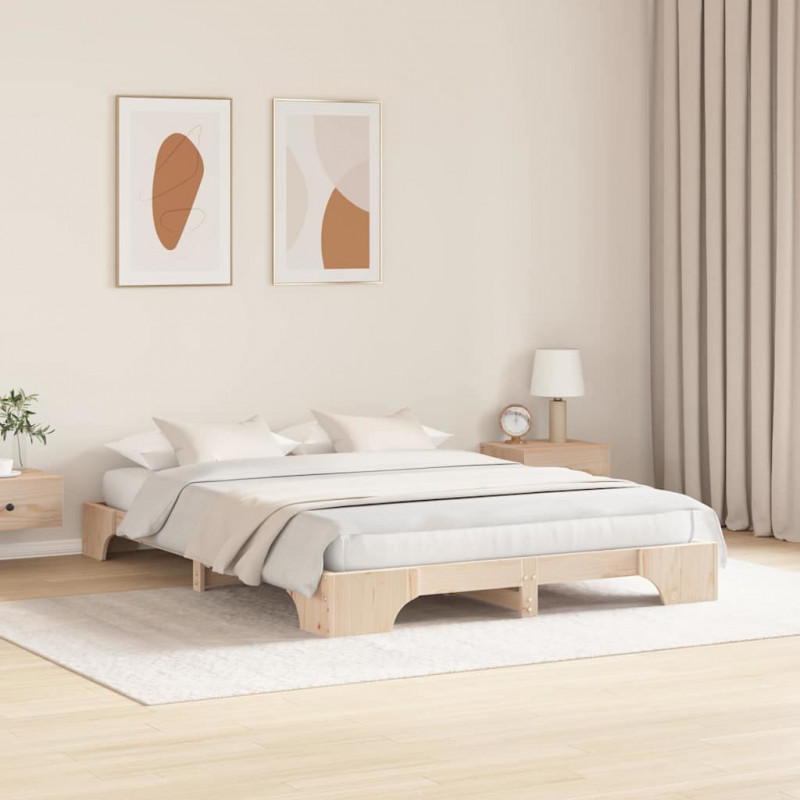 Ramka łóżka Naturalny 160 x 200 cm Lite drewno sosnowe