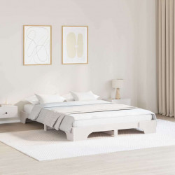 Ramka łóżka Biały 160 x 200 cm Lite drewno sosnowe