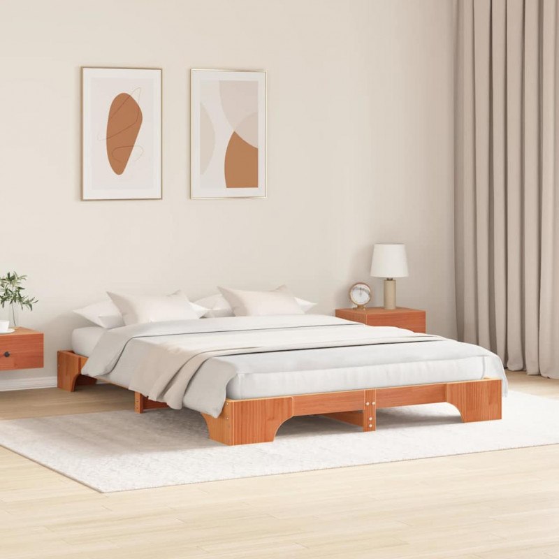 Ramka łóżka Woskowy Brąz 160 x 200 cm Lite drewno sosnowe
