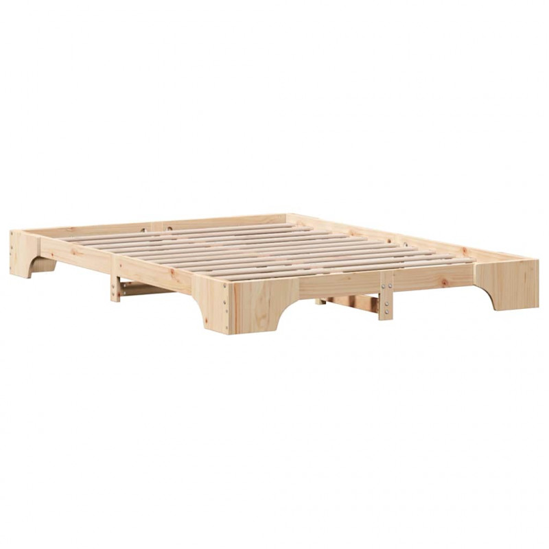 Ramka łóżka Naturalny 150 x 200 cm Lite drewno sosnowe
