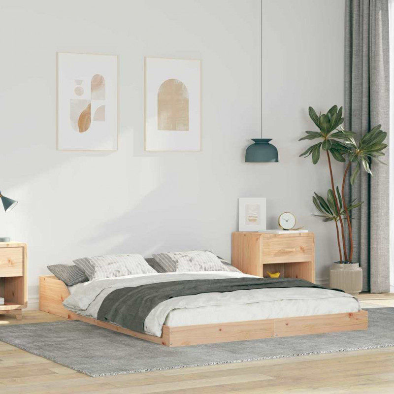Ramka łóżka Brązowy 140 x 190 cm Lite drewno sosnowe