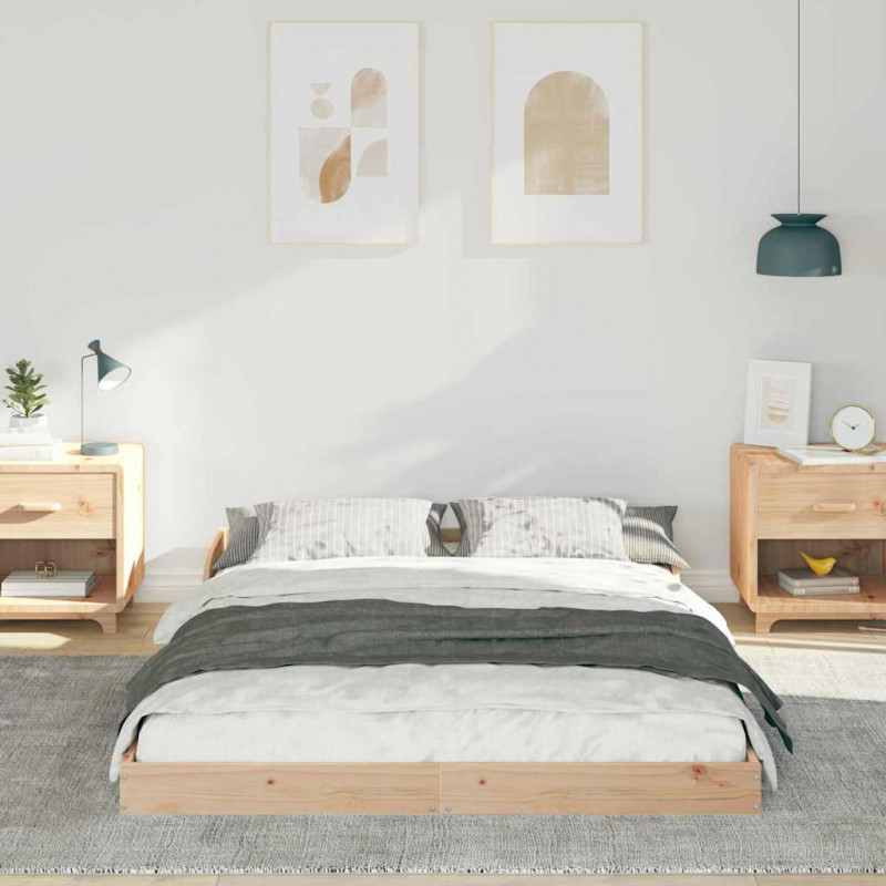 Ramka łóżka Brązowy 140 x 190 cm Lite drewno sosnowe