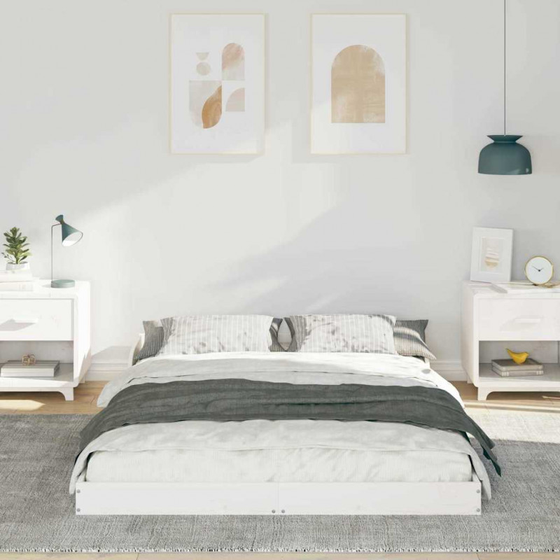 Ramka łóżka Biały 140 x 190 cm Lite drewno sosnowe