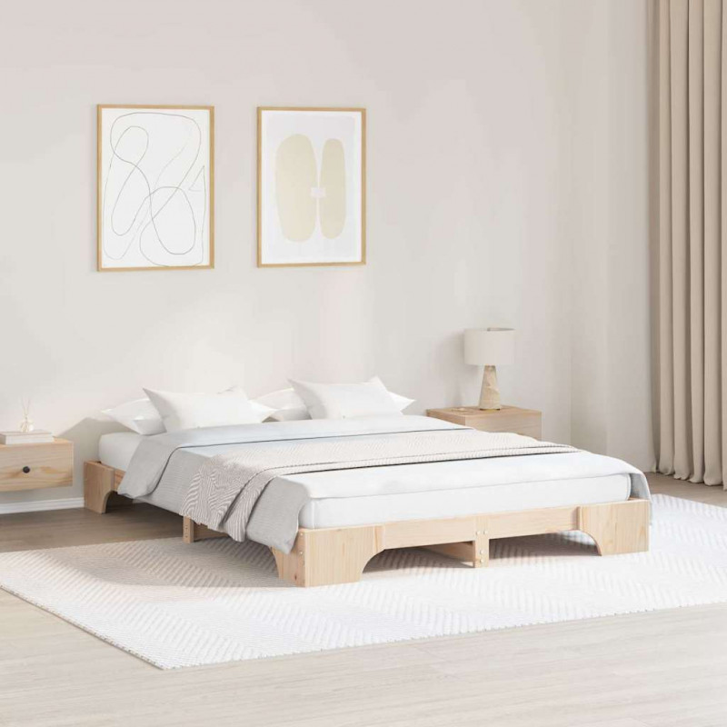 Ramka łóżka Naturalny 140 x 200 cm Lite drewno sosnowe