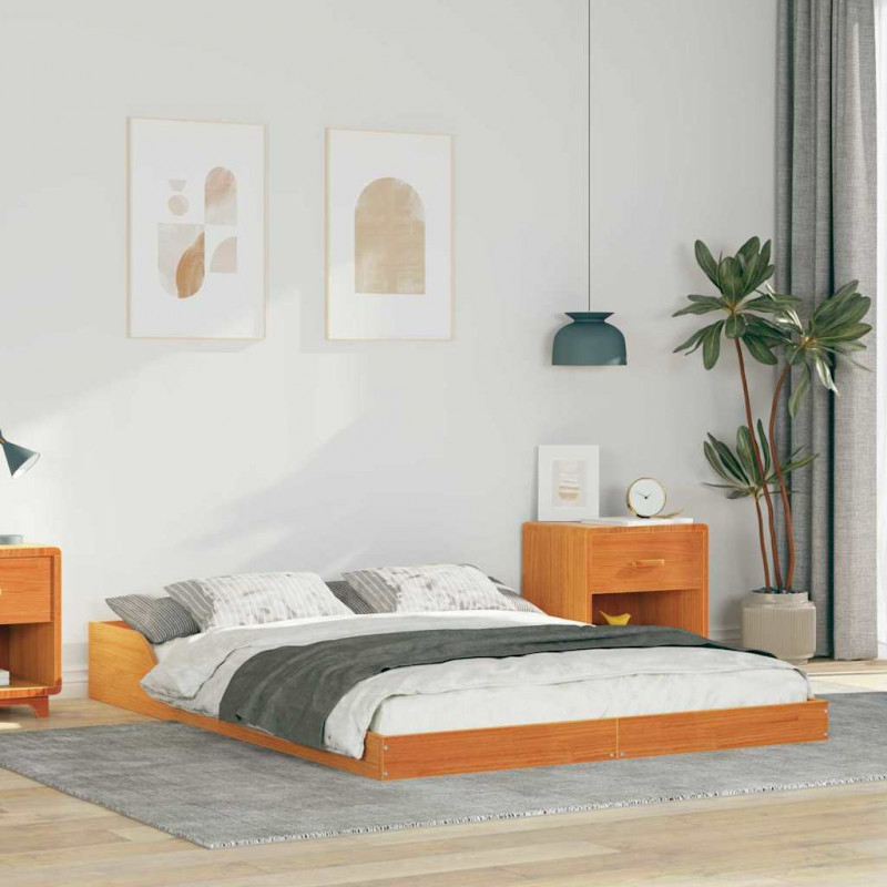 Ramka łóżka Woskowy Brąz 140 x 190 cm Lite drewno sosnowe