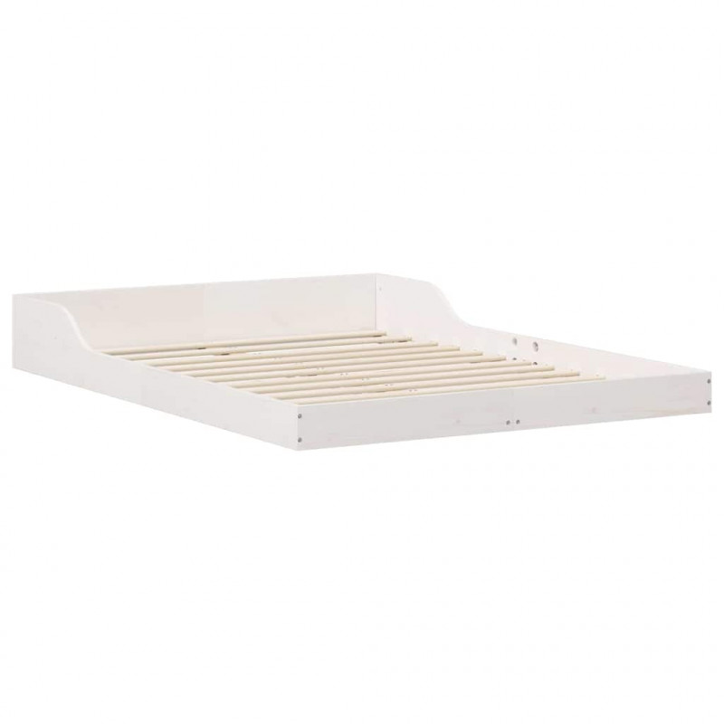 Ramka łóżka Biały 135 x 190 cm Lite drewno sosnowe