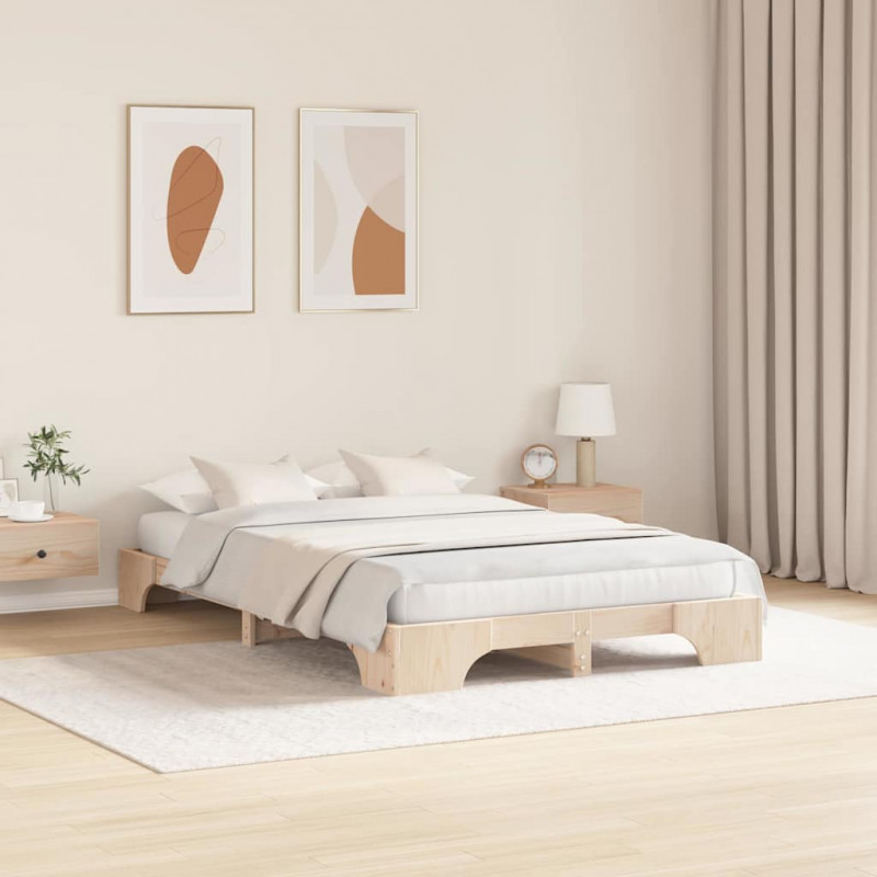 Ramka łóżka Naturalny 120 x 200 cm Lite drewno sosnowe