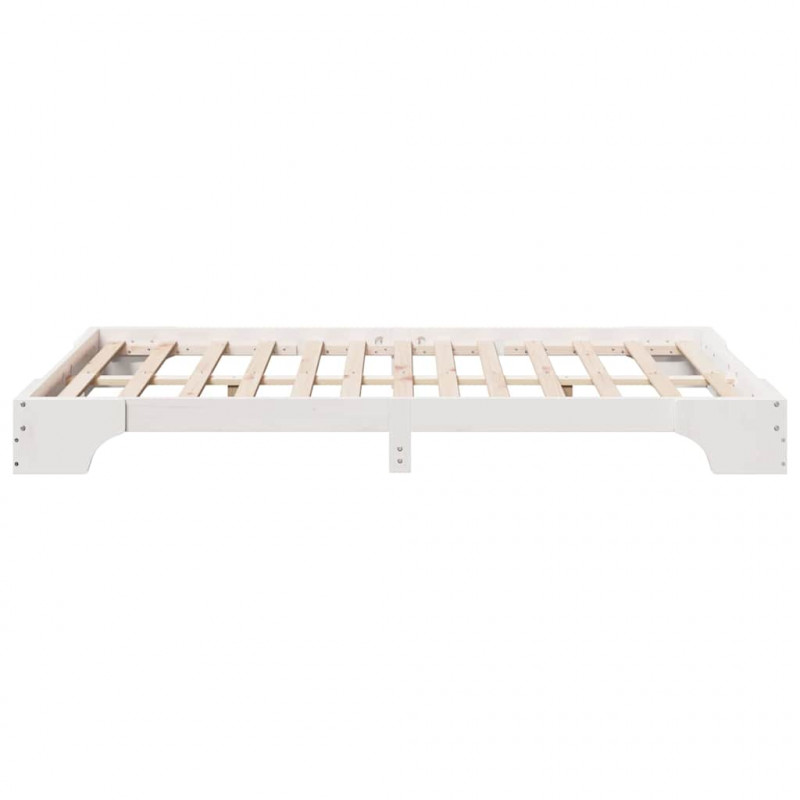 Ramka łóżka Biały 140 x 190 cm Lite drewno sosnowe