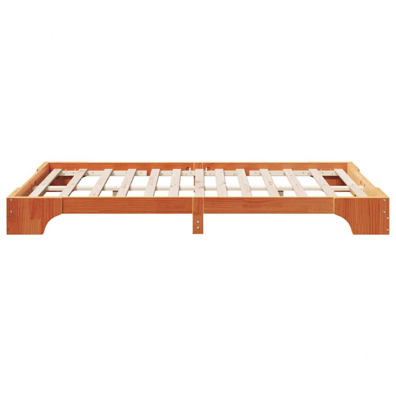 Ramka łóżka Woskowy Brąz 140 x 190 cm Lite drewno sosnowe