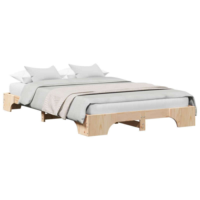 Ramka łóżka Naturalny 135 x 190 cm Lite drewno sosnowe