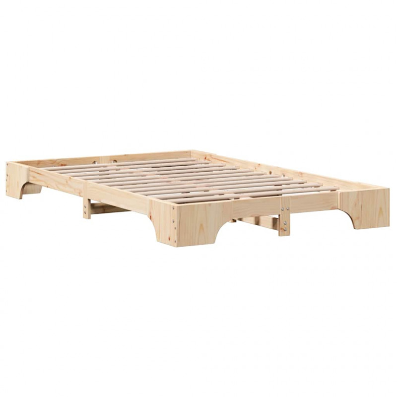 Ramka łóżka Naturalny 120 x 190 cm Lite drewno sosnowe