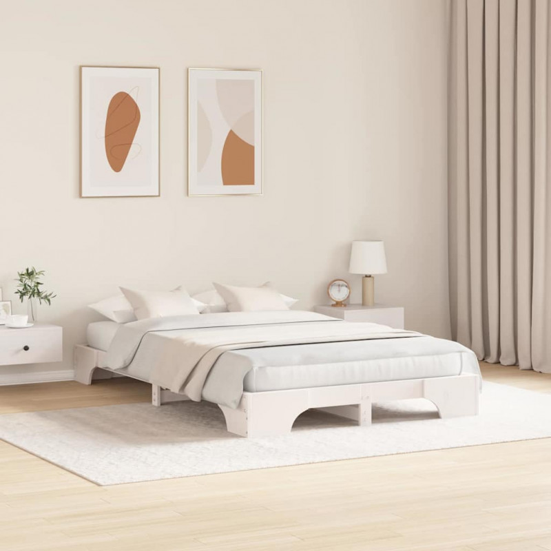 Ramka łóżka Biały 120 x 190 cm Lite drewno sosnowe
