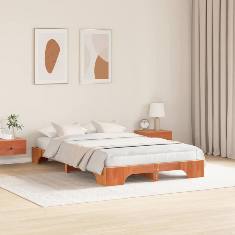 Ramka łóżka Woskowy Brąz 120 x 190 cm Lite drewno sosnowe