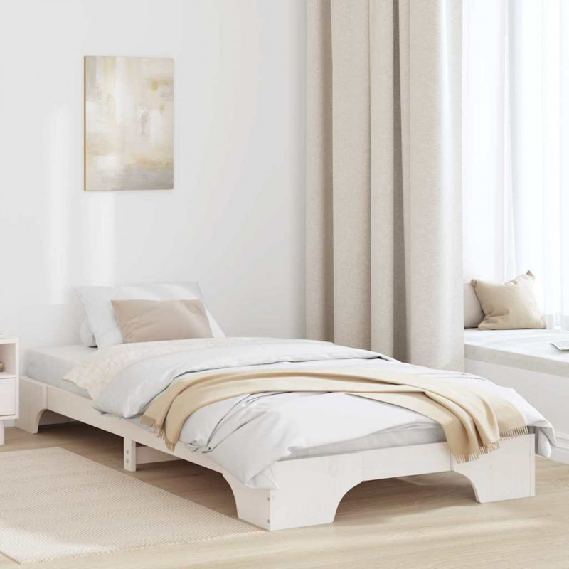 Ramka łóżka Biały 90 x 200 cm Lite drewno sosnowe