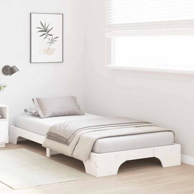 Ramka łóżka Biały 90 x 200 cm Lite drewno sosnowe