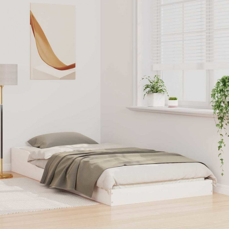 Ramka łóżka Biały 80 x 210 cm Lite drewno sosnowe