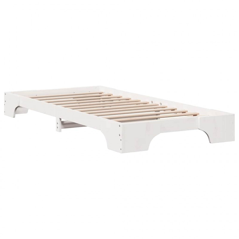 Ramka łóżka Biały 80 x 200 cm Lite drewno sosnowe