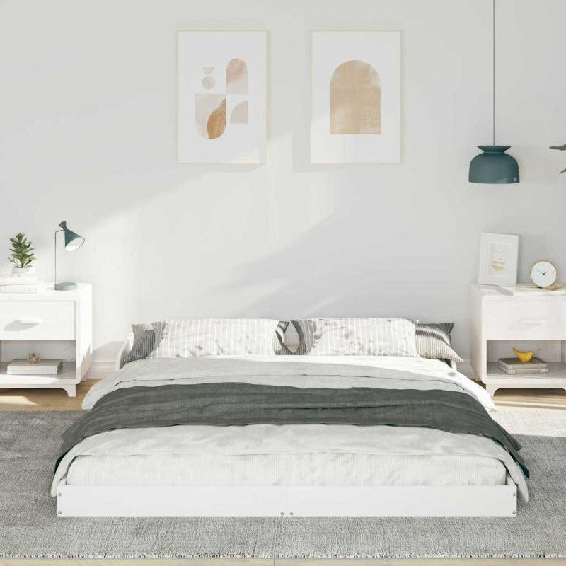 Ramka łóżka Biały 140 x 210 cm Lite drewno sosnowe