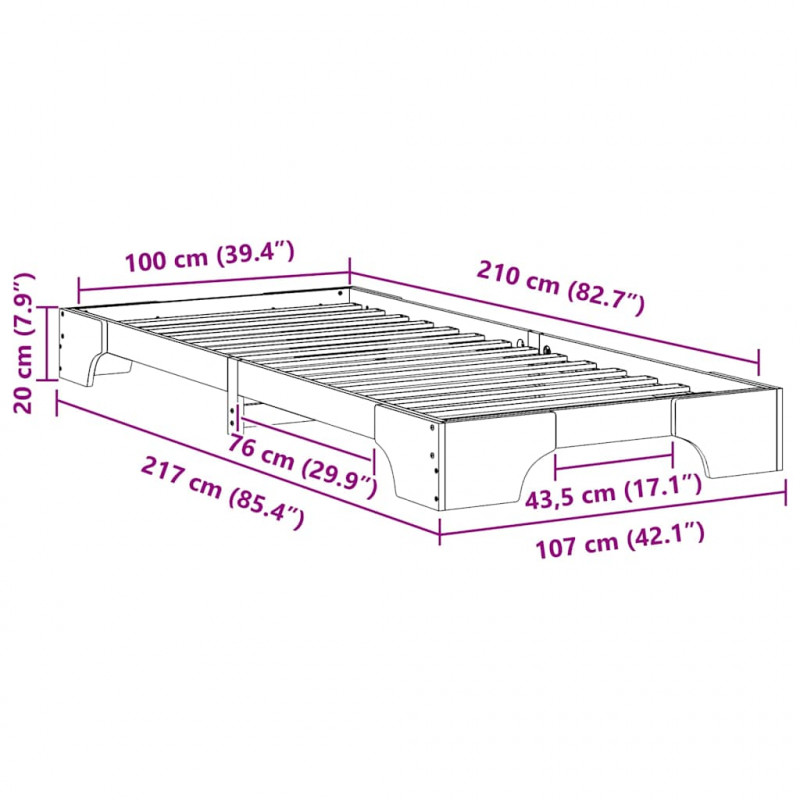 Ramka łóżka Brązowy 100 x 210 cm Lite drewno sosnowe