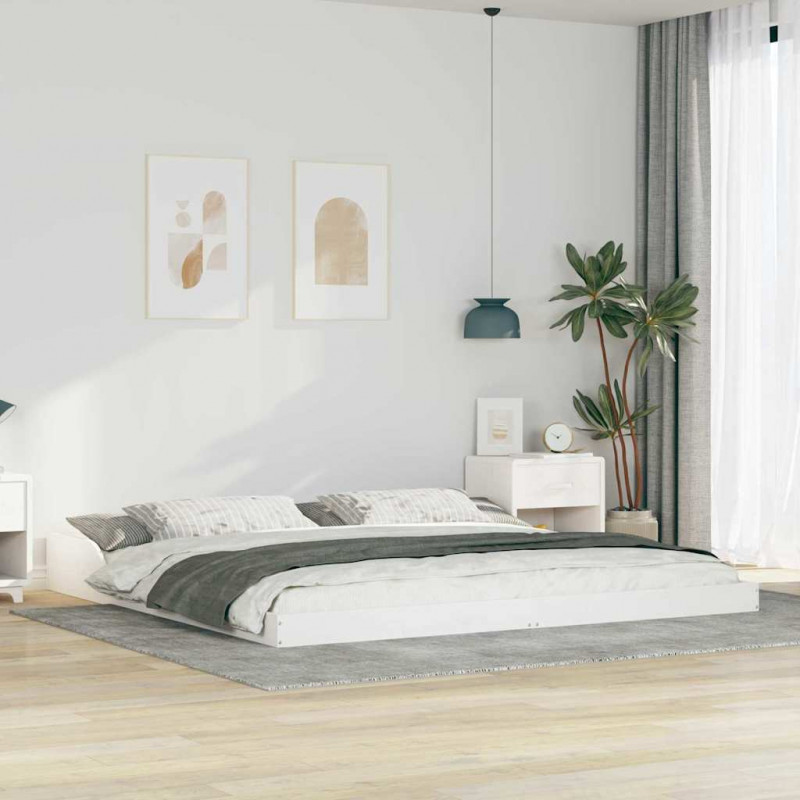 Ramka łóżka Biały 200 x 210 cm Lite drewno sosnowe