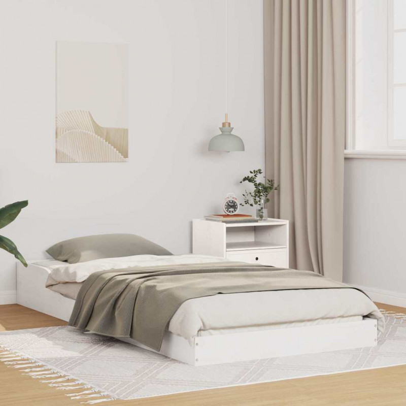 Ramka łóżka Biały 80 x 220 cm Lite drewno sosnowe