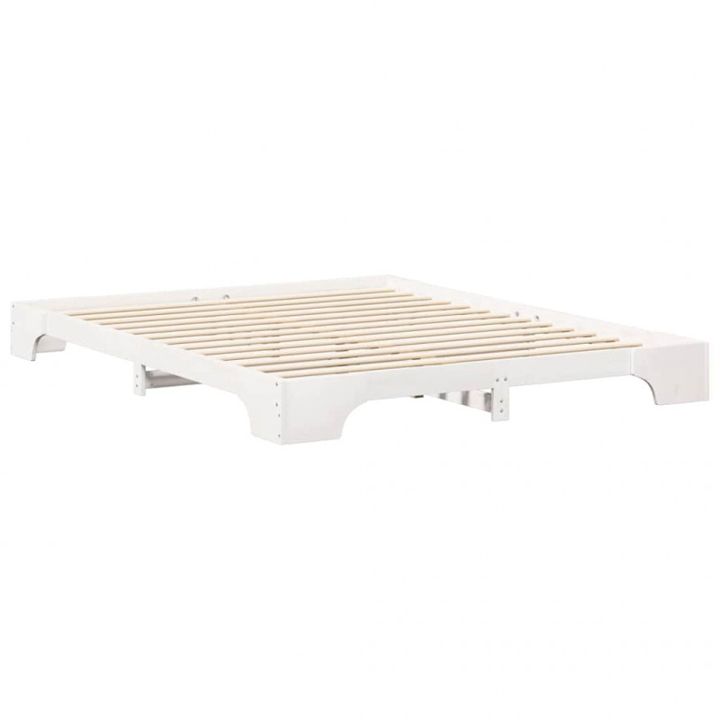 Ramka łóżka Biały 160 x 210 cm Lite drewno sosnowe