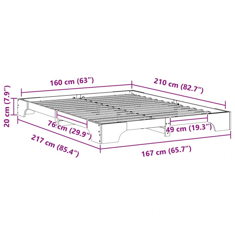 Ramka łóżka Brązowy 160 x 210 cm Lite drewno sosnowe