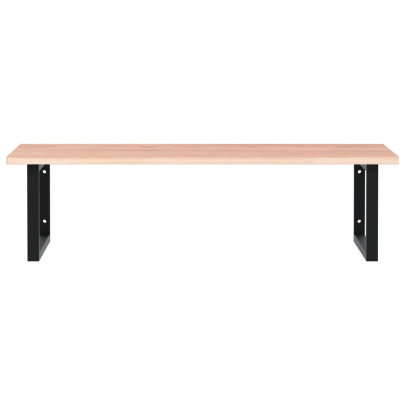 Półka ścienna pod umywalkę, stal i lite drewno dębowe