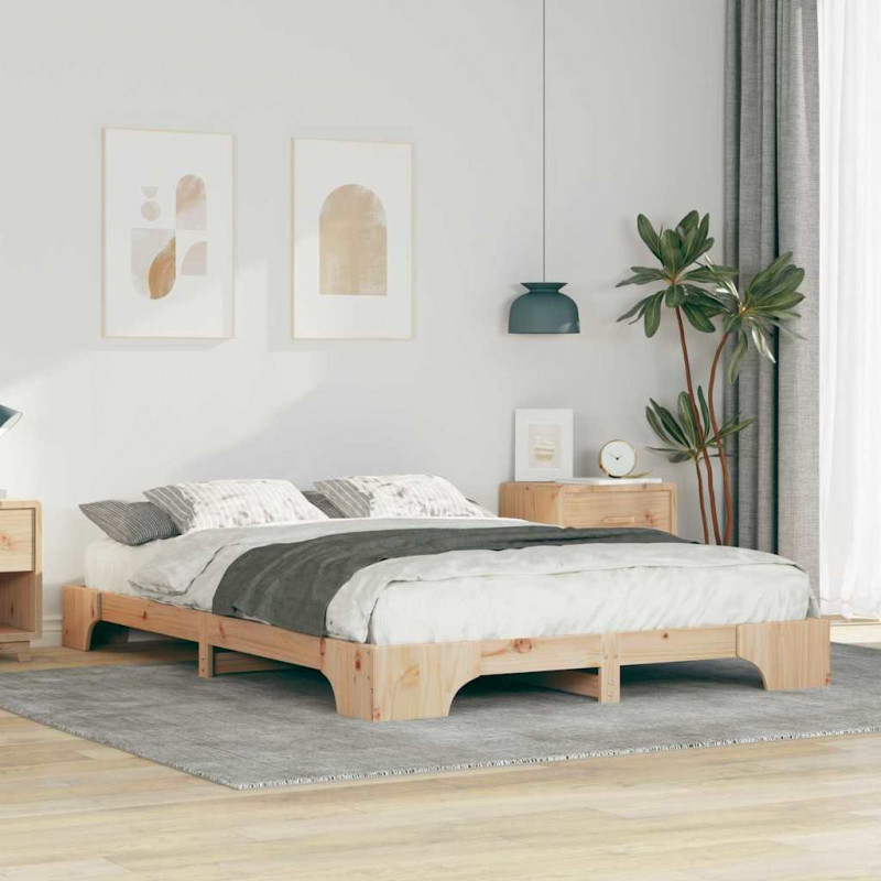 Ramka łóżka Brązowy 140 x 220 cm Lite drewno sosnowe