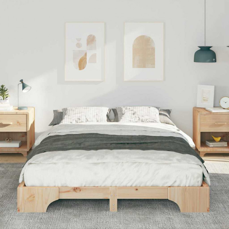 Ramka łóżka Brązowy 140 x 220 cm Lite drewno sosnowe