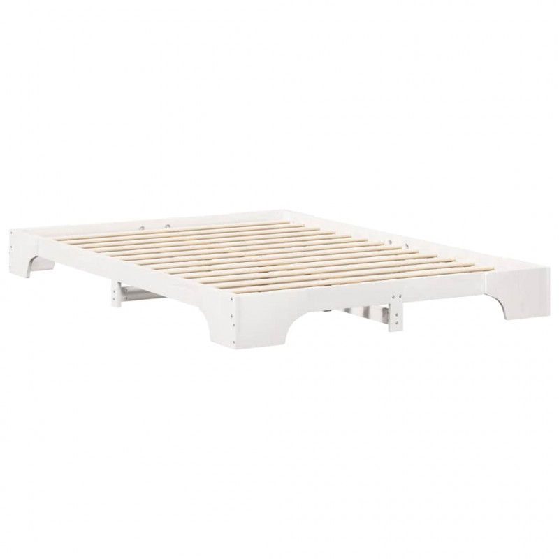 Ramka łóżka Biały 140 x 220 cm Lite drewno sosnowe
